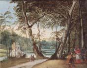 unknow artist A wooded landscape with a beggar kneeling before a cardinal France oil painting art